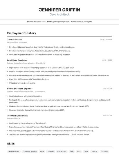 Java Architect Resume