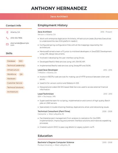 Java Architect Resume