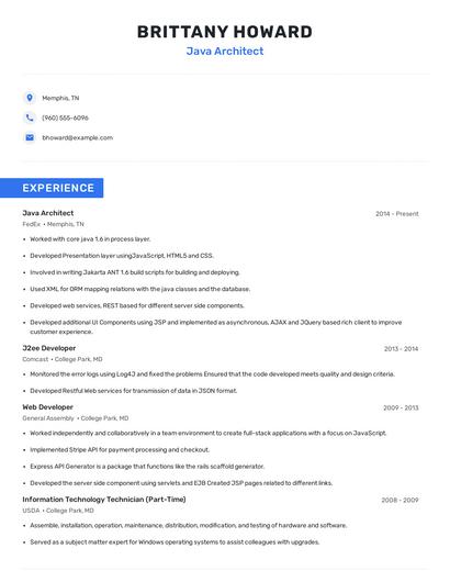 Java Architect Resume