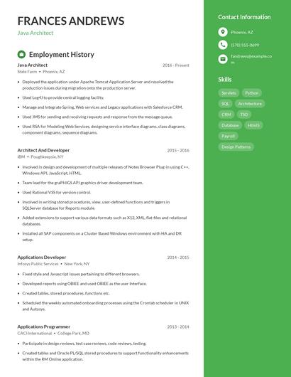Java Architect Resume