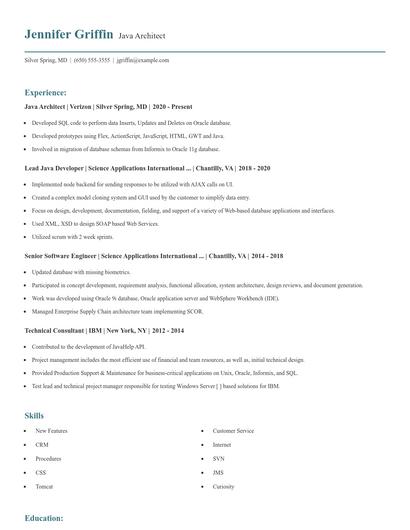 Java Architect Resume