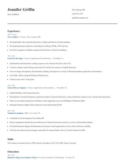 Java Architect Resume