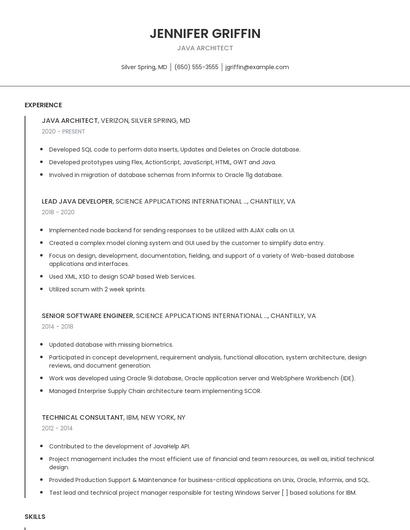 Java Architect Resume
