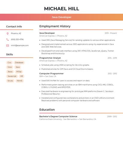 Java Developer Resume