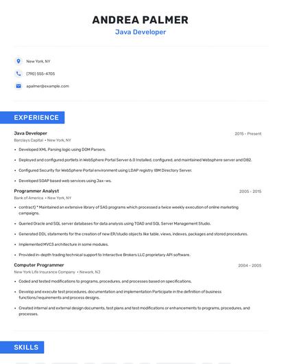 Java Developer Resume