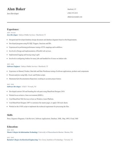 Java Developer Resume
