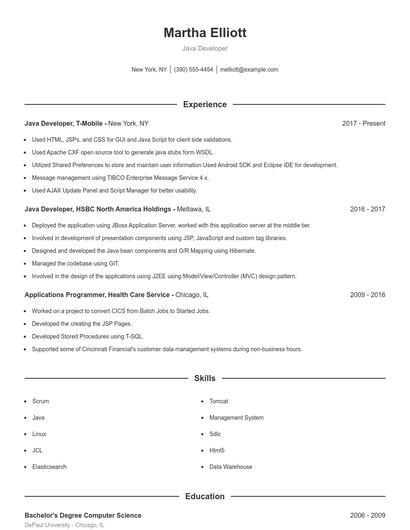 Java Developer Resume