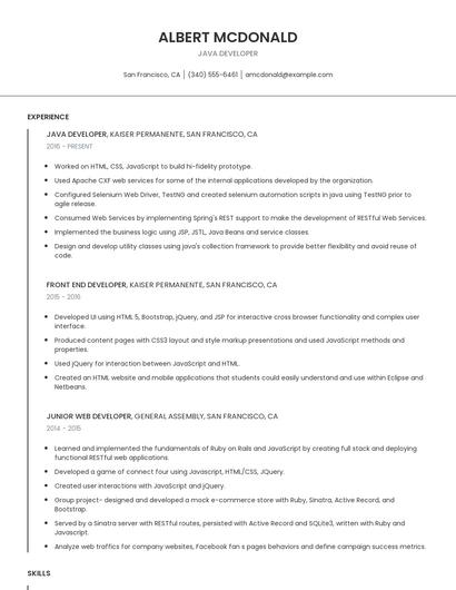 Java Developer Resume