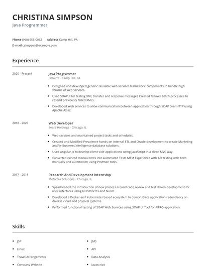 Java Programmer Resume