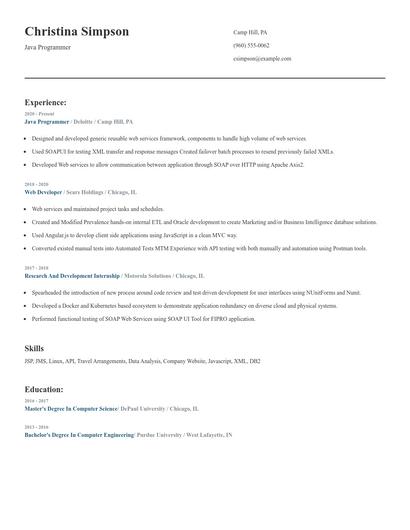 Java Programmer Resume