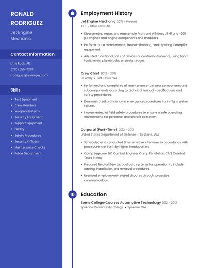 Jet Engine Mechanic Resume