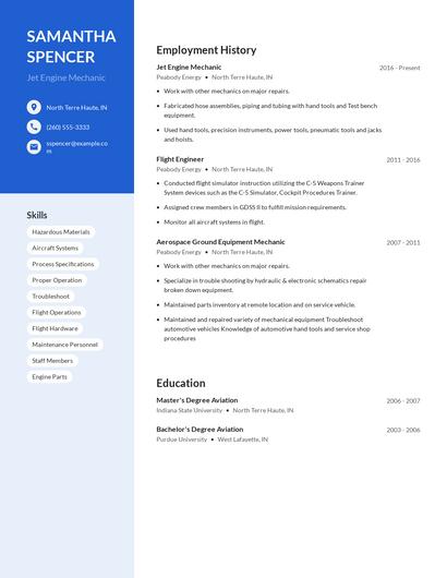 Jet Engine Mechanic Resume