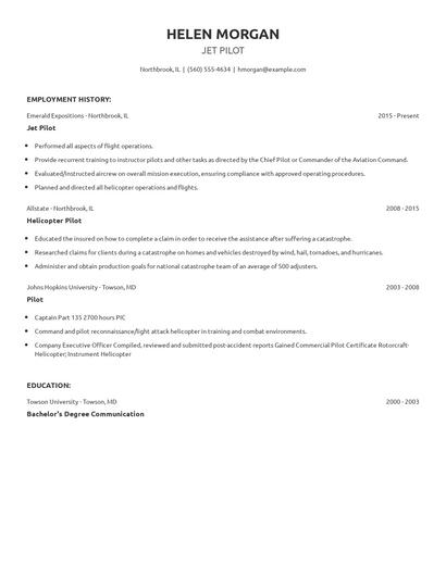 Jet Pilot Resume