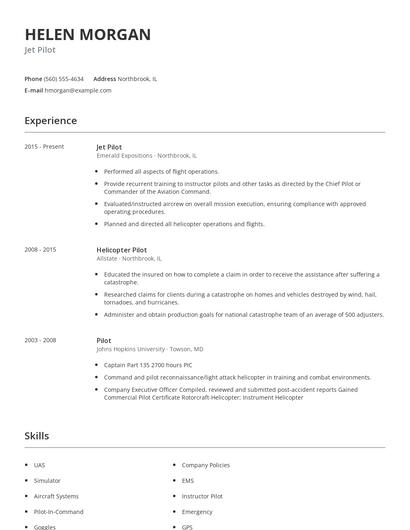 Jet Pilot Resume