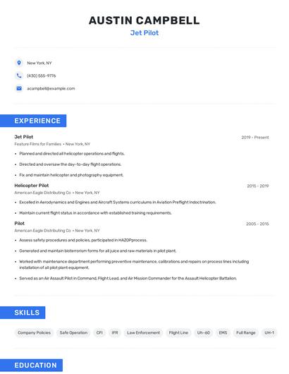 Jet Pilot Resume