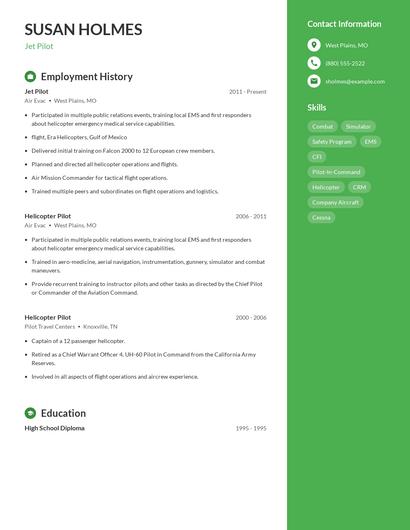 Jet Pilot Resume