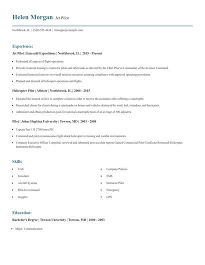 Jet Pilot Resume