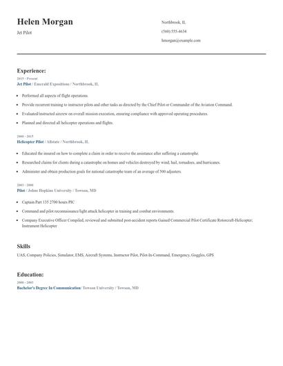 Jet Pilot Resume