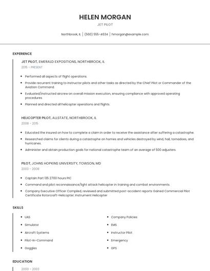 Jet Pilot Resume