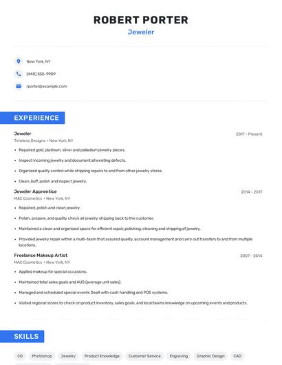 Jeweler Resume