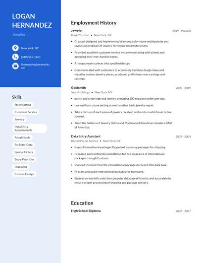Jeweler Resume
