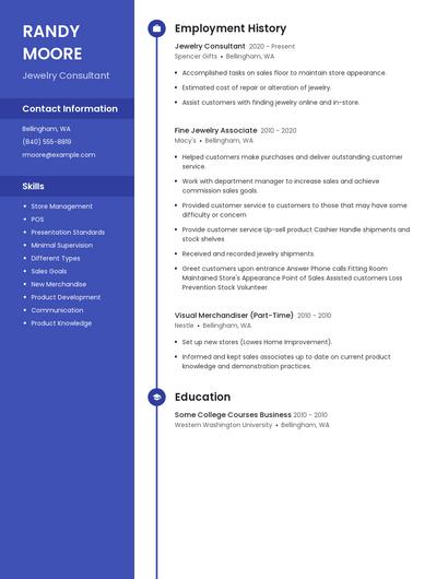 Jewelry Consultant Resume