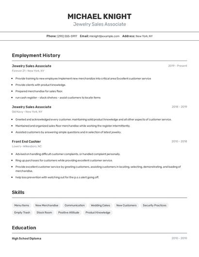 Resume example 2