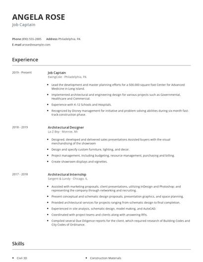 Job Captain Resume