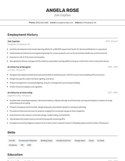Job Captain Resume