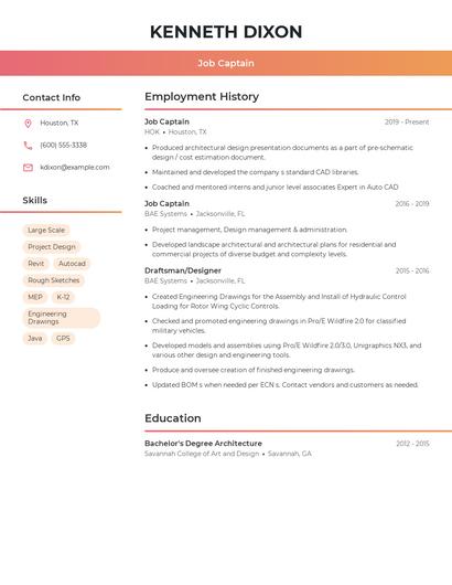 Job Captain Resume