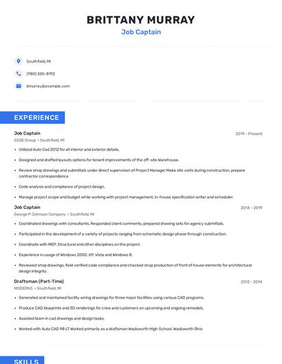 Job Captain Resume