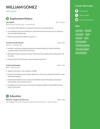 Job Captain Resume