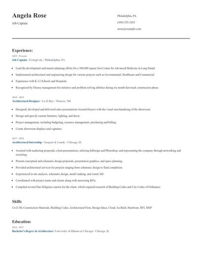 Job Captain Resume