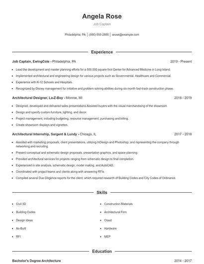 Job Captain Resume