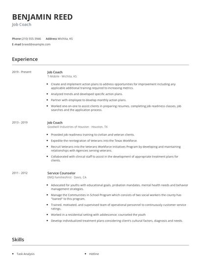 Job Coach Resume