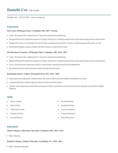 Job Coach Resume