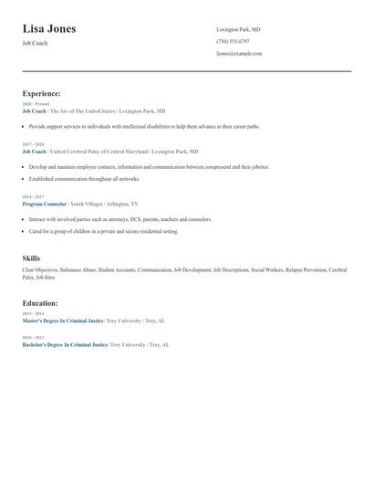 Job Coach Resume