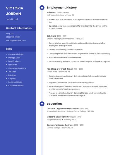 Job Hand Resume