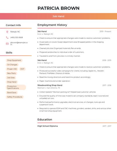 Job Hand Resume