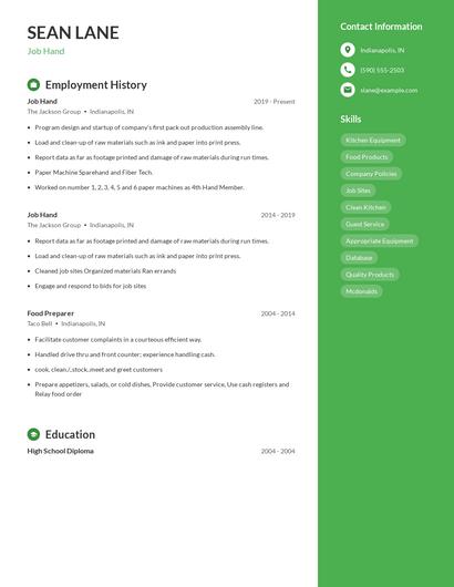Job Hand Resume