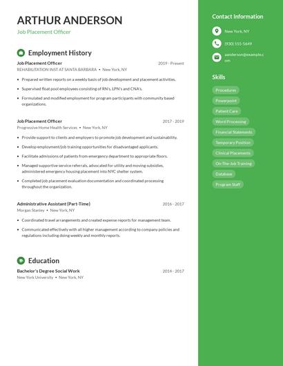 Job Placement Officer Resume