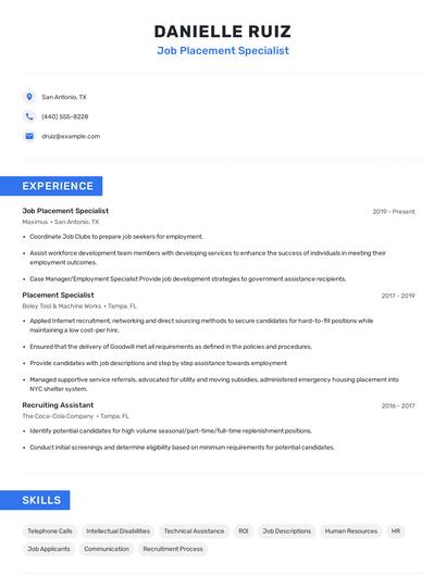 Job Placement Specialist Resume