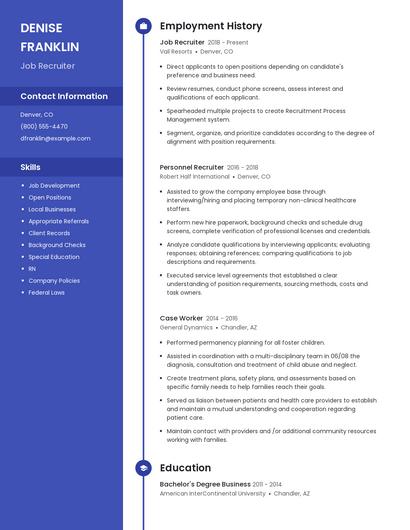Job Recruiter Resume
