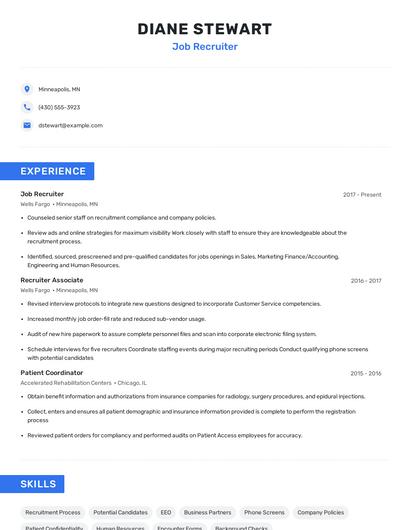 Job Recruiter Resume