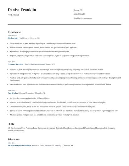 Job Recruiter Resume