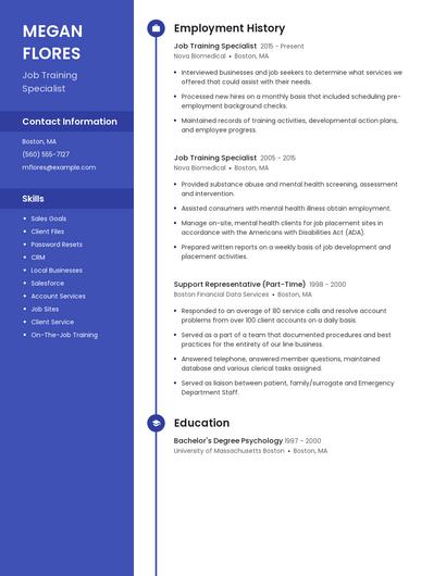 Job Training Specialist Resume