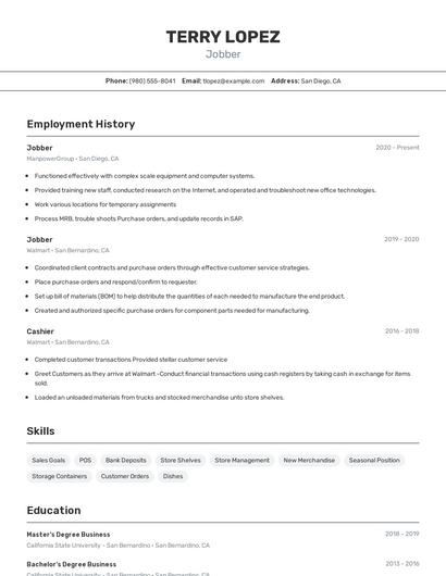 Jobber Resume