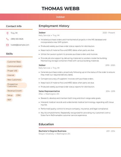 Jobber Resume