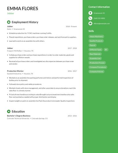 Jobber Resume