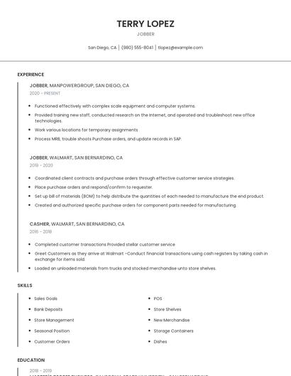 Jobber Resume